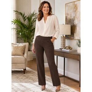 CATO'S Essentials Womens Medium Brown Dress Pants Straight Leg Stretch Career